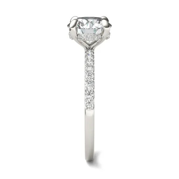 Round Custom Hidden Halo 1/2 Eternity Engagement Ring Setting